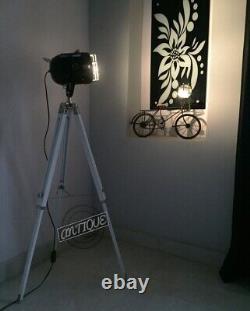 NAUTICAL Searchlight Handmade Spotlight Wooden tripod Antique Vintage Lamp Light