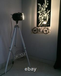 NAUTICAL Searchlight Handmade Spotlight Wooden tripod Antique Vintage Lamp Light