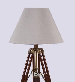 NauticalMart Floor Lamp Vintage Floor Standing Tripod Wooden Stand