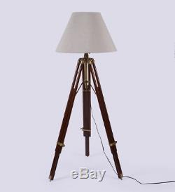 NauticalMart Floor Lamp Vintage Floor Standing Tripod Wooden Stand
