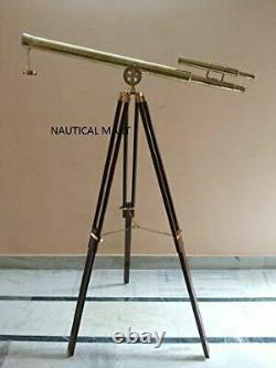 Nautical 39 Inch Brass Golden Finish Telescope With Tripod Stand Vintage Decor