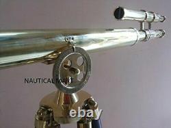 Nautical 39 Inch Brass Golden Finish Telescope With Tripod Stand Vintage Decor