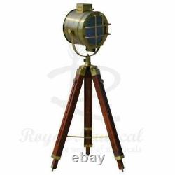 Nautical Antique Finish Wooden Tripod Floor Lamp LED Lighting Spotlight X-MAS