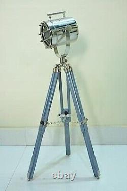 Nautical Antique Tripod Style Vintage Modern Searchlight Wooden Tripod Stand