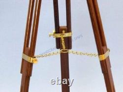 Nautical Brass 27 Telescope Double Barrel With Floor Standing Wooden Tripod Stand