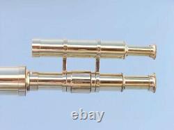 Nautical Brass 39 Inch Telescope With Wooden Tripod Stand Antique Nautical Floor