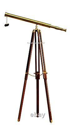 Nautical Brass 39 Telescope on Wooden Tripod Stand New Antique Vintage Spyglass