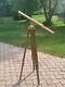 Nautical Brass 39'' Telescope On Wooden Tripod Stand Antique Vintage