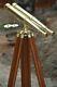 Nautical Brass Marine Working Binocular Wooden Tripod Stand Griffith Telescope