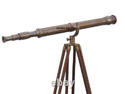 Nautical Brass Telescope 39 Inch Wooden Tripod Stand Spyglass Antique Vintage