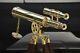 Nautical Brass Telescope With Wooden Tripod Stand, Vintage 18 Inch Double Barrel