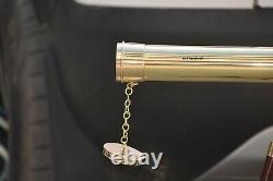 Nautical Brass Telescope With Wooden Tripod Stand, Vintage 18 Inch Double Barrel