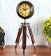 Nautical Brown Wooden Vintage Victoria Table Clock With Tripod Stand For Home
