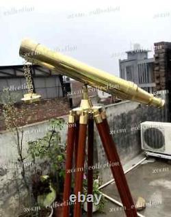 Nautical Classic Vintage Style Brass Binocular 18 With Wooden Tripod Stand