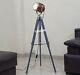 Nautical Copper Collectible Vintage Spotlight With Wooden Gray Tripod Stand