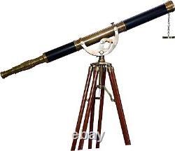 Nautical Design Vintage Telescope WithWooden Stand Wooden Tripod 62 Vintage Ancho