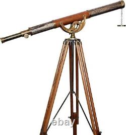Nautical Design Vintage Telescope WithWooden Stand Wooden Tripod 62 Vintage Ancho