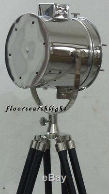 Nautical Designer Chrome Searchlight Vintage Retro Floor Lamp Tripod Spotlight