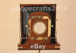 Nautical Designer Wooden Camera With Tripod Retro Look Vintage Modern Camera