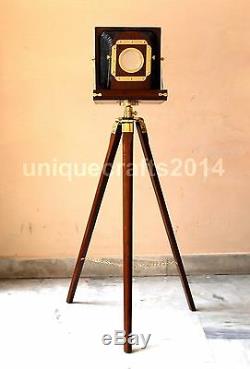 Nautical Designer Wooden Camera With Tripod Retro Look Vintage Modern Camera