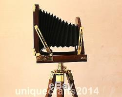 Nautical Designer Wooden Camera With Tripod Retro Look Vintage Modern Camera