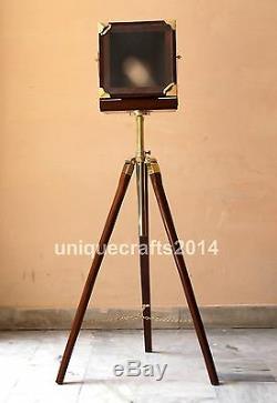 Nautical Designer Wooden Camera With Tripod Retro Look Vintage Modern Camera