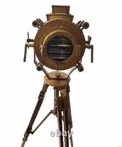 Nautical Floor Lamp Vintage Brass Searchlight Spotlight Tripod Stand