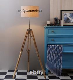 Nautical Floor Lamp Vintage Style Home Decor Use With Shade Wooden Tripod Stand