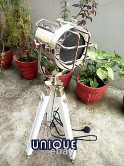 Nautical Floor Lamp With Wooden Tripod Stand Spotlight Vintage Home Décor Lamp