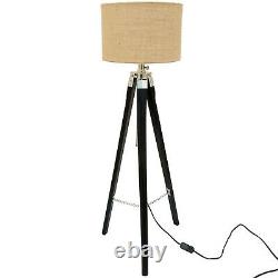 Nautical Floor Lamp Wooden Tripod Lighting Stand Shade Lamp Vintage Home Decor