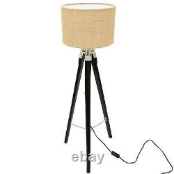 Nautical Floor Lamp Wooden Tripod Lighting Stand Shade Lamp Vintage Home Decor