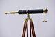 Nautical Floor Standing 39 Inch Brass Telescope With Wooden Tripod Stand