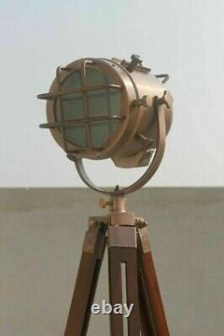 Nautical Floor Wooden Tripod Stand and Lamp Spotlight STS02