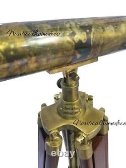 Nautical Handmade Vintage Brass Telescope With Wooden Tripod Stand-Marine Collec