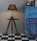Nautical Handmade Vintage Wooden Lamp Tripod Chrome Decor Lamp Shade Floor Stand