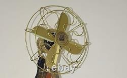 Nautical Handmade brass Antique Floor Fan with Tripod Wooden Stand Adjustable