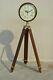 Nautical India Wooden Wall Clock With Tripod Stand Home Decor Vintage Clock