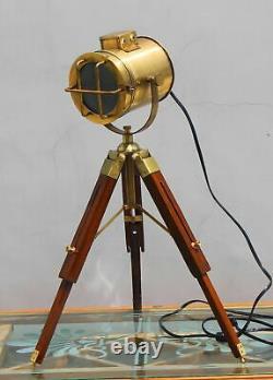 Nautical Industrial Tripod Floor Table Lamp Vintage Wooden Floor Lamp Lights