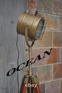 Nautical Light Vintage Floor Lamp Stand Decorative Wooden Standing Tripod Gift