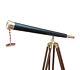 Nautical Maritime Brass Leather Antique Telescope 40 With Wooden Tripod Stand D