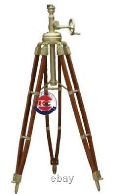 Nautical Royal Vintage Solid Big Tripod Floor Antique Brown Wooden Lamp Stand