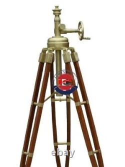 Nautical Royal Vintage Solid Big Tripod Floor Antique Brown Wooden Lamp Stand