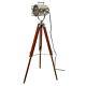 Nautical Spotlight Floor Lamp Vintage Wooden Tripod Stand Lamp Searchlight Lamps