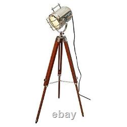 Nautical Spotlight Floor Lamp Vintage Wooden Tripod Stand Lamp Searchlight Lamps