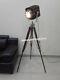 Nautical Spotlight Floor Lamp Wooden Vintage With Wooden Tripod Home Decor Lamp