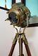 Nautical Spotlight Large Vintage Theater Stage Industrial Wood Brown Tripod