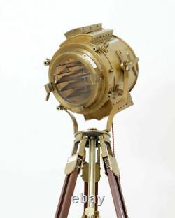 Nautical Spotlight Searchlight Tripod Lighting Stand Vintage Floor Lamp
