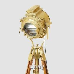 Nautical Spotlight Searchlight Tripod Lighting Stand Vintage Floor Lamp Studio S