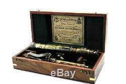 Nautical Telescope Vintage Spyglass with Table Tripod Adjustable in Wooden Box