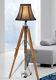 Nautical Tripod Teak Wood Floor Lamp Vintage Light Home Decor Use With Shade